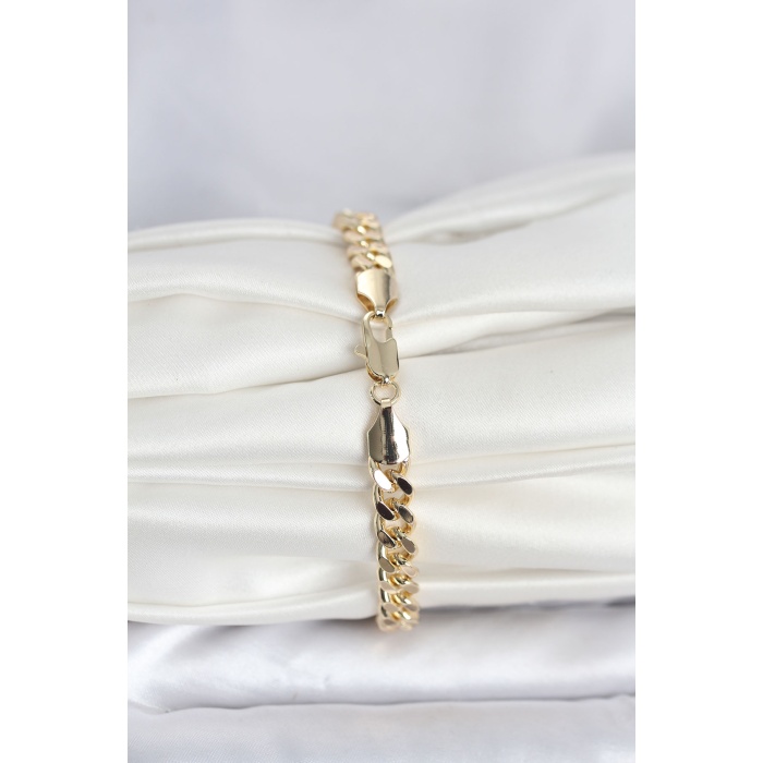 CM 14K Gold Renk Ezme Kalın Zincir Model Kadın Bileklik - Lisinya