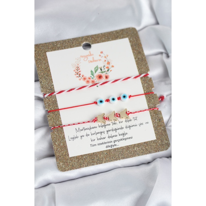 Marteniçka Bileklik 3lü Kelebek ve Nazar Boncuklu Model - Lisinya