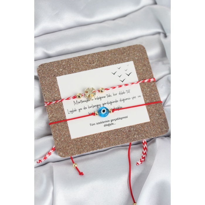 Marteniçka Bileklik 2li Yonca ve Nazarlı Model - Lisinya