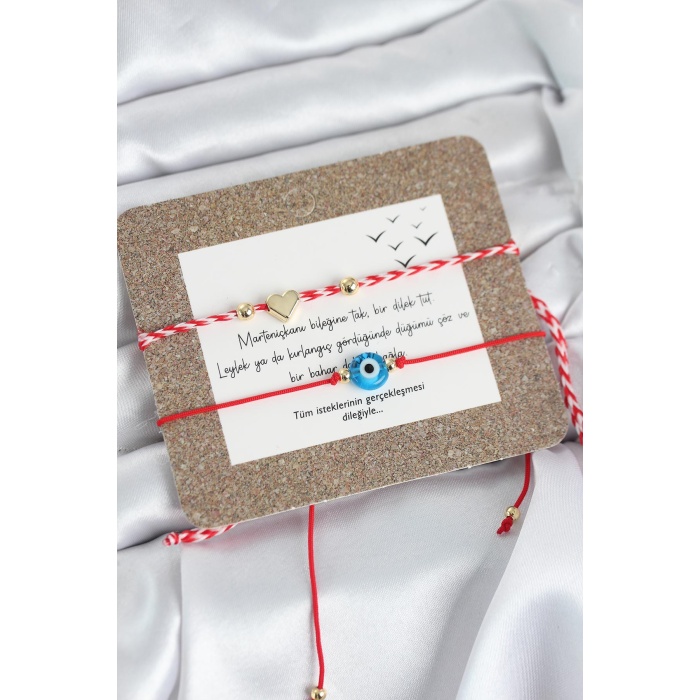 Marteniçka Bileklik 2li Nazar ve Kalp Model - Lisinya