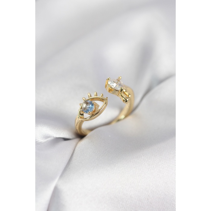 Gözyaşı Model Gold Renk Zirkon Taşlı Kadın Yüzük - Lisinya