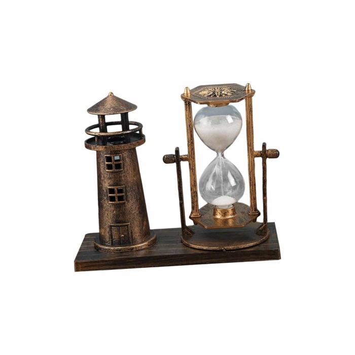 Hediyelik Eşya Retro Ahşap Deniz Feneri Kum Saati Biblo - Lisinya