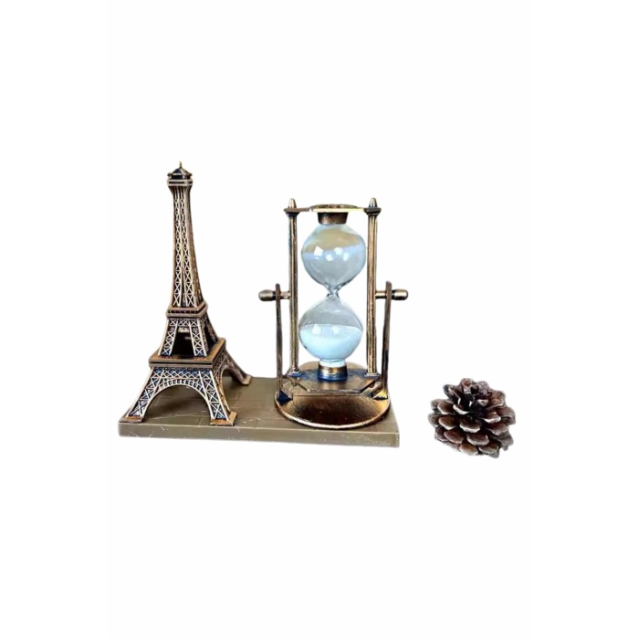 Dekoratif Eyfel Kulesi ve Kum Saati Vintage Tarzı Masa Süsü Biblo - Lisinya