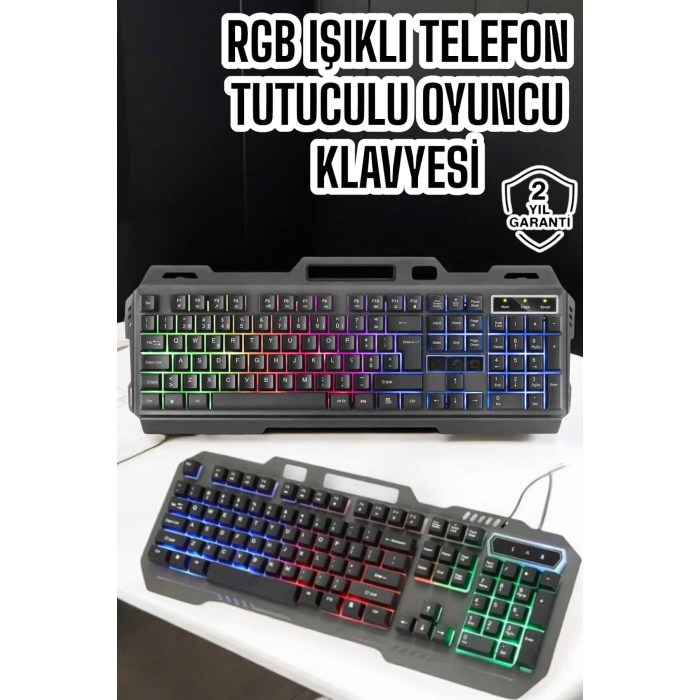 Q Klavye RGB Işıklı Klavye Ve Mouse Seti Kablolu Mouse Hediyeliş - Lisinya
