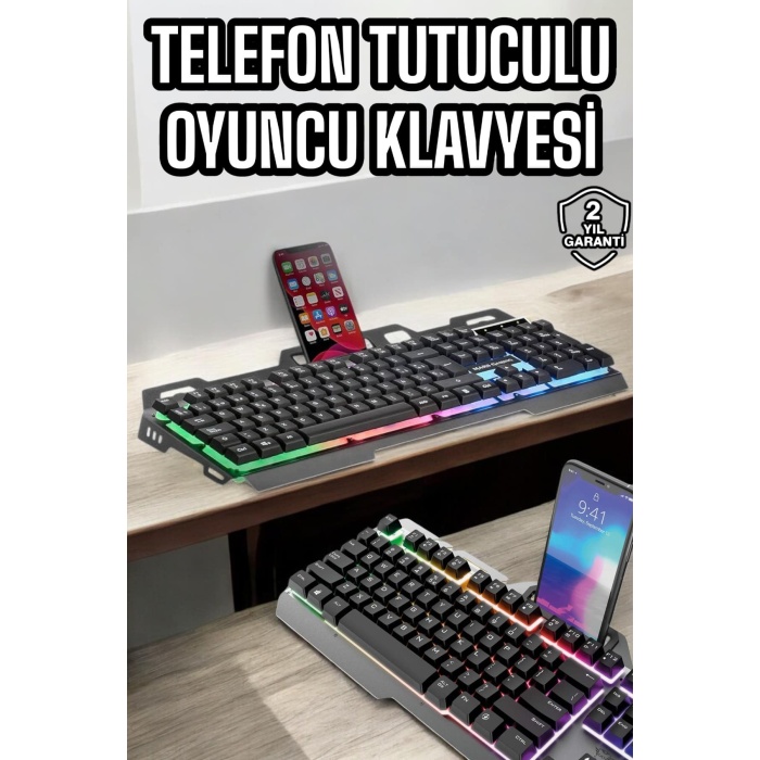 Oyuncu Klavyesi Q Klavye RGB Işıklı Mouse Hediyeli - Lisinya