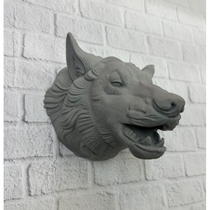 Gri Kurt Duvar Dekoru Asılabilir Dekoratif Heykel Tasarım - Lisinya