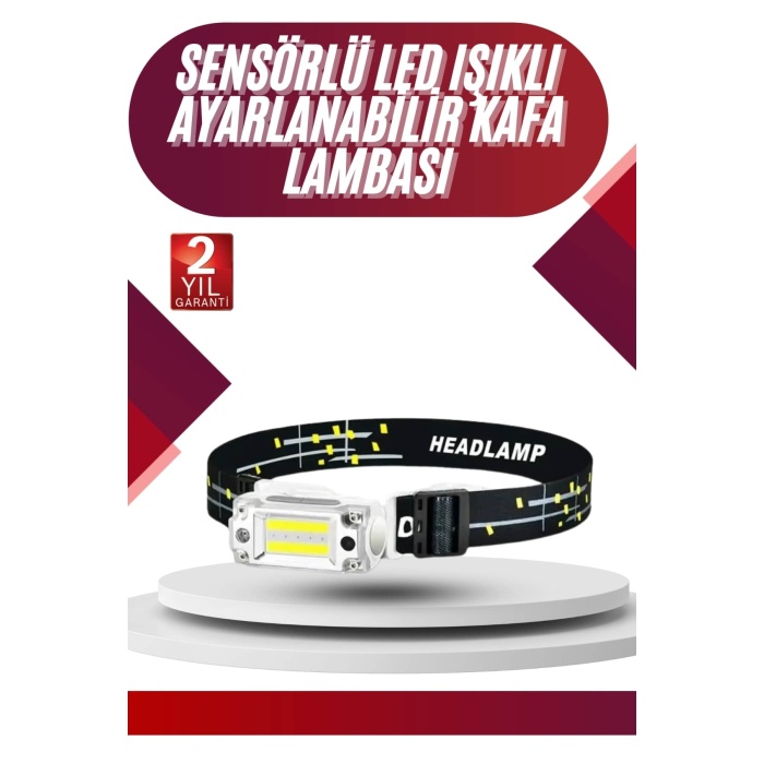 Yüksek Işıklı Şarjlı ve Sensörlü LED Kafa Lambası Kamp Lambası - Lisinya