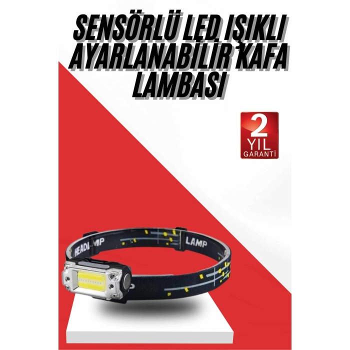 Sensörlü Kamp Lambası Ayarlanabilir Kafa Lambası Kafa Bantlı - Lisinya