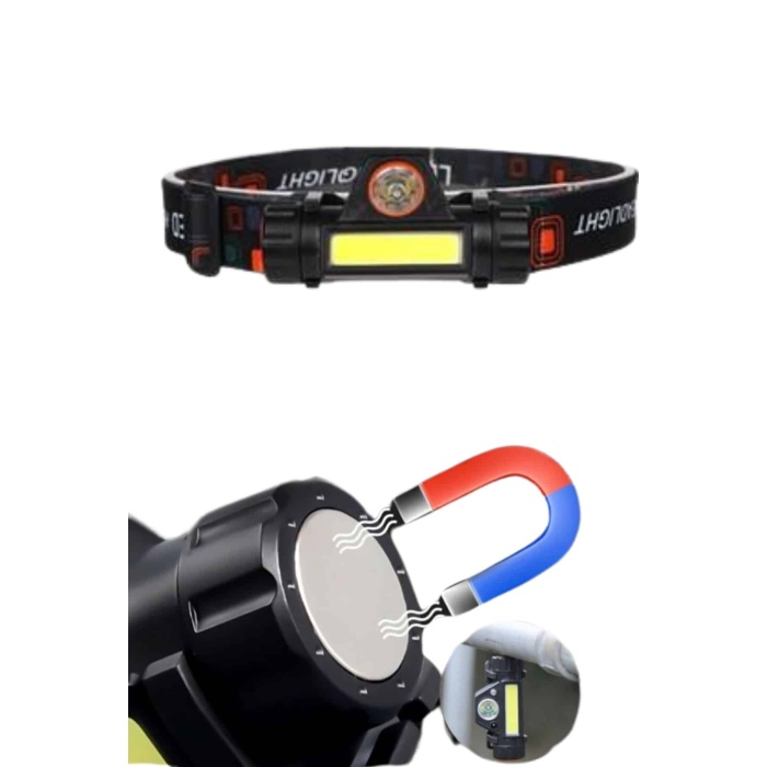 Ledli Şarjlı Kafa Lambası LED Şarjlı Su Geçirmez Kafa Feneri - Lisinya