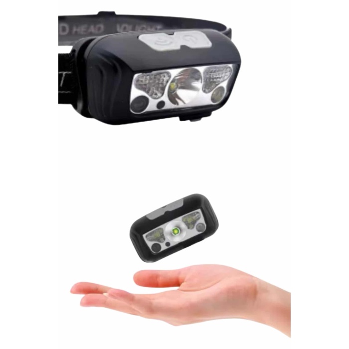 Sensörlü Şarjlı Type-c Şarj Işıklı Kafa Lambası Kamp Lambası - Lisinya