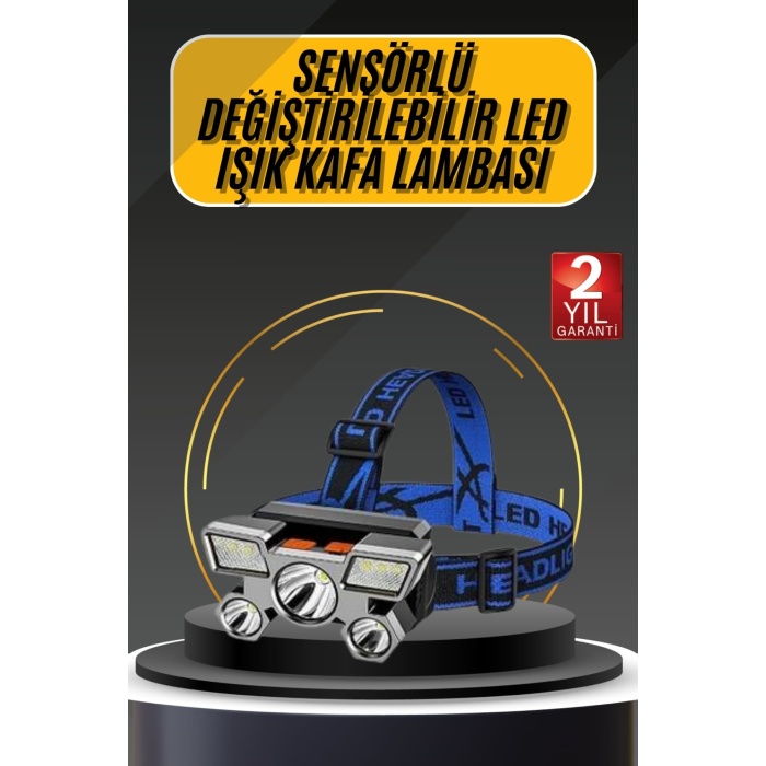Kafa Lambası 800 Lümen 4 Mod Yüksek Işık Flaşörlü Şarjlı Led Lamba - Lisinya