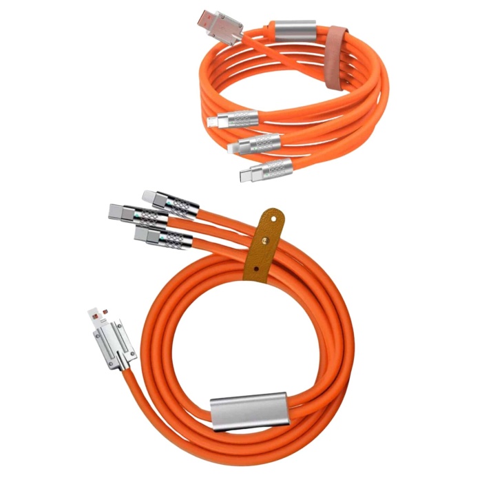 120W 3 İn 1 Uyumlu Silikon Şarj Kablosu Hızlı Şarj Kablosu - Lisinya