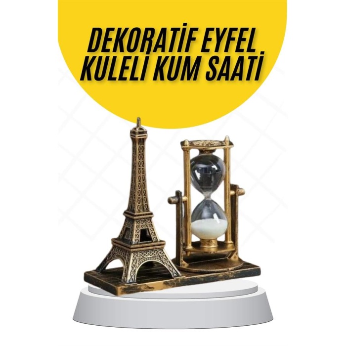 Dekoratif Eyfel Kulesi ve Kum Saati Vintage Tarzı Masa Süsü Biblo - Lisinya