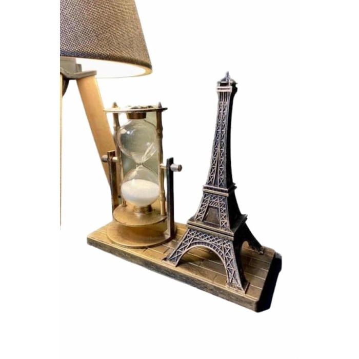 Dekoratif Eyfel Kulesi ve Kum Saati Vintage Tarzı Masa Süsü Biblo - Lisinya
