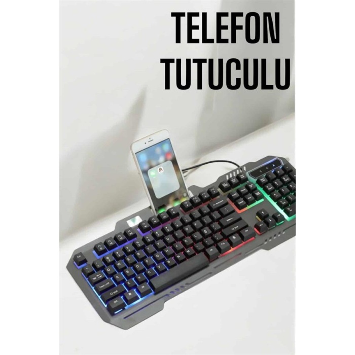 Oyuncu Klavyesi Q Klavye RGB Işıklı Mouse Hediyeli - Lisinya