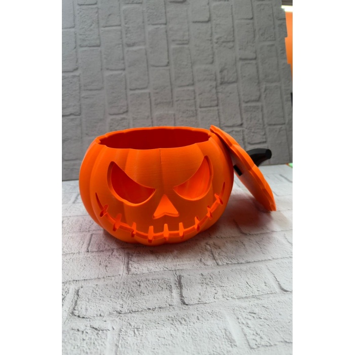 Kapaklı Balkabağı Dekor Kutusu 21×15 cm Halloween Temalı Saklama - Lisinya