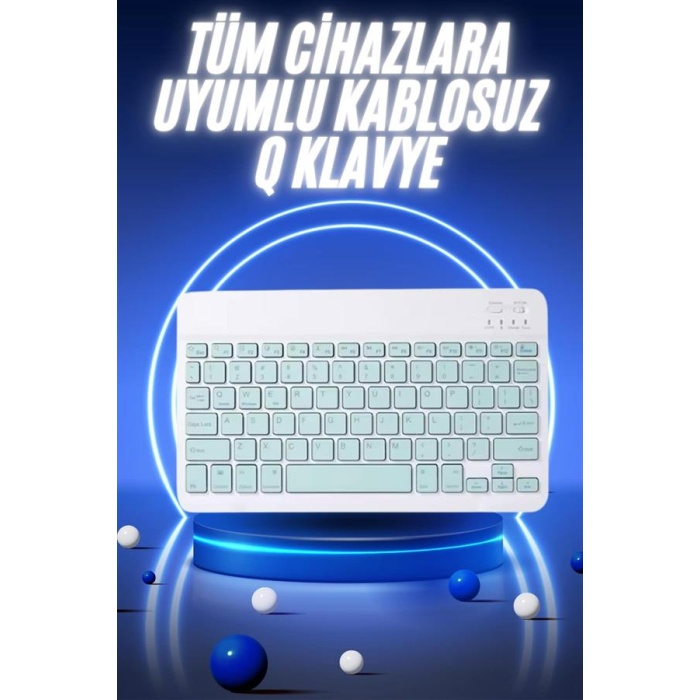 Bluetooth Şarj Edilebilir Mini Q Klavye Kablosuz Taşınabilir - Lisinya