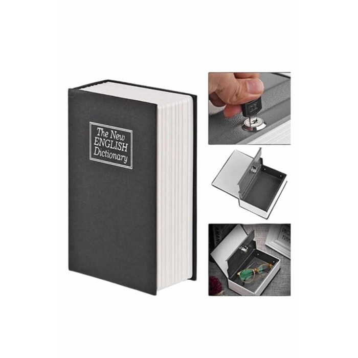 Kitap Görünümlü Gizli Kasa Büyük Boy Anahtarlı Kilitli Para Kasası - Lisinya