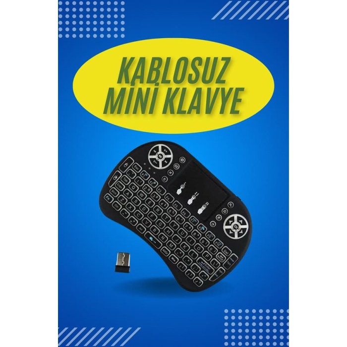 Işıklı Kablosuz Mini Klavye ve Dokunmatik Mouse Seti Türkçe Kablosuz - Lisinya