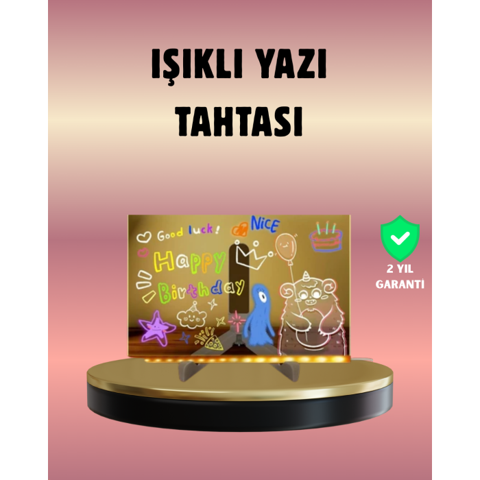 USB Bağlantılı LED Akrilik Çizim ve Not Tahtası - Lisinya