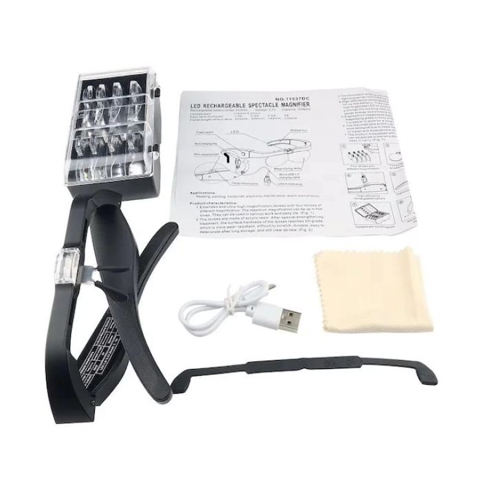 Şarjlı Gözlük Büyüteç  4 Farklı Lens 11537dc - Lisinya
