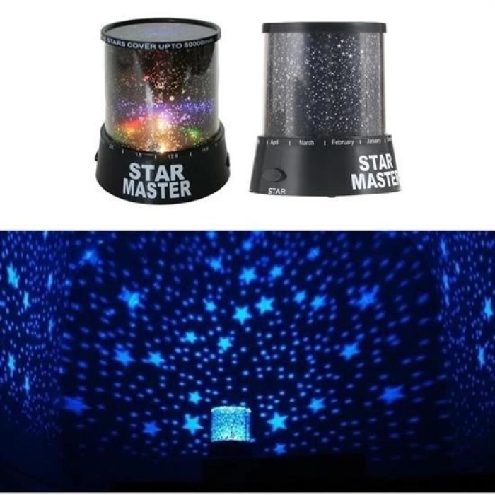 Star Master Pilli Gökyüzü Projeksiyonlu Led Renkli Yıldızlı Tavan Işık Yansıtma Gece Lambası ( Lisinya )