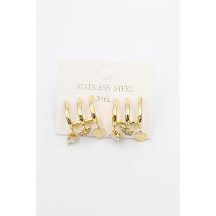 Taş Sallantılı Küpe - Altın