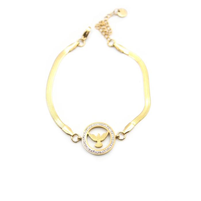 Taşlı Anka Kuşu Bileklik - Altın