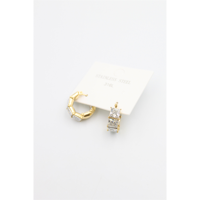 Taşlı Küpe - Altın