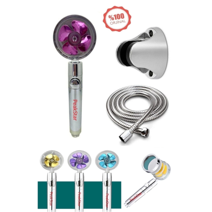 Turbo Duş Başlığı Seti Basınçlı Ayarlanabilir Su Tasarrufu Hortum Ve Mafsal Seti ( Lisinya )