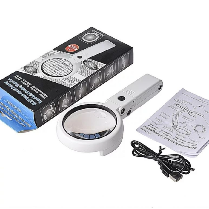 Usb Şarj Edilebilir Katlanabilir 3.510x Büyüteç 8 Ledli Masa Ve Eliçin  Taşınabilir Büyüteç Fs90rc - Lisinya