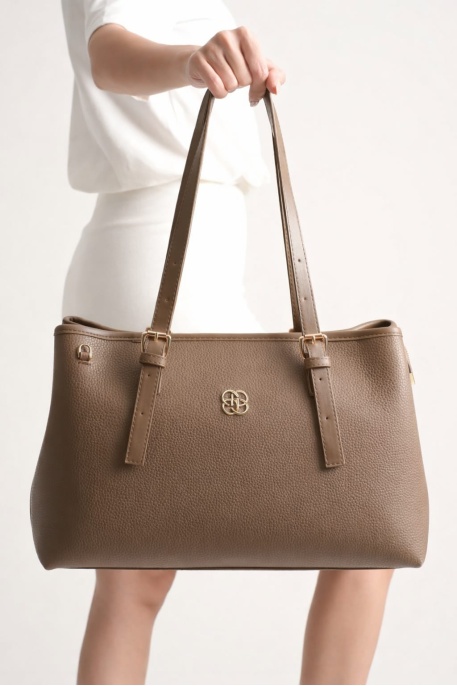 Alena Kadın Büyük Omuz ve Kol Çantası Vizon-Günlük Kullanım