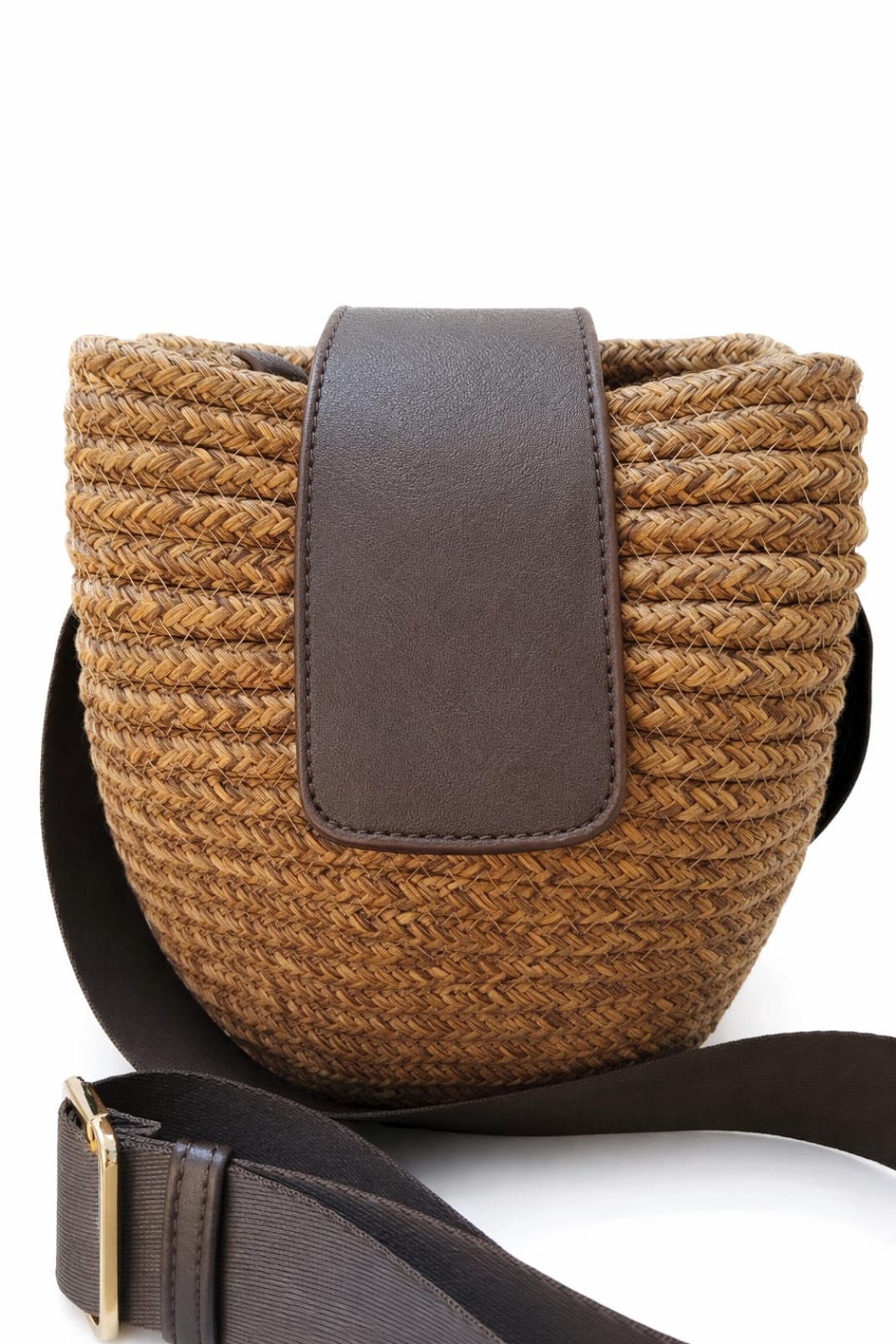 Mira Hasır Görünümlü Kadın Çapraz Çanta Kahve