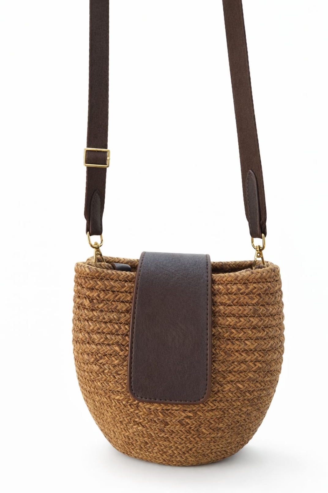 Mira Hasır Görünümlü Kadın Çapraz Çanta Kahve