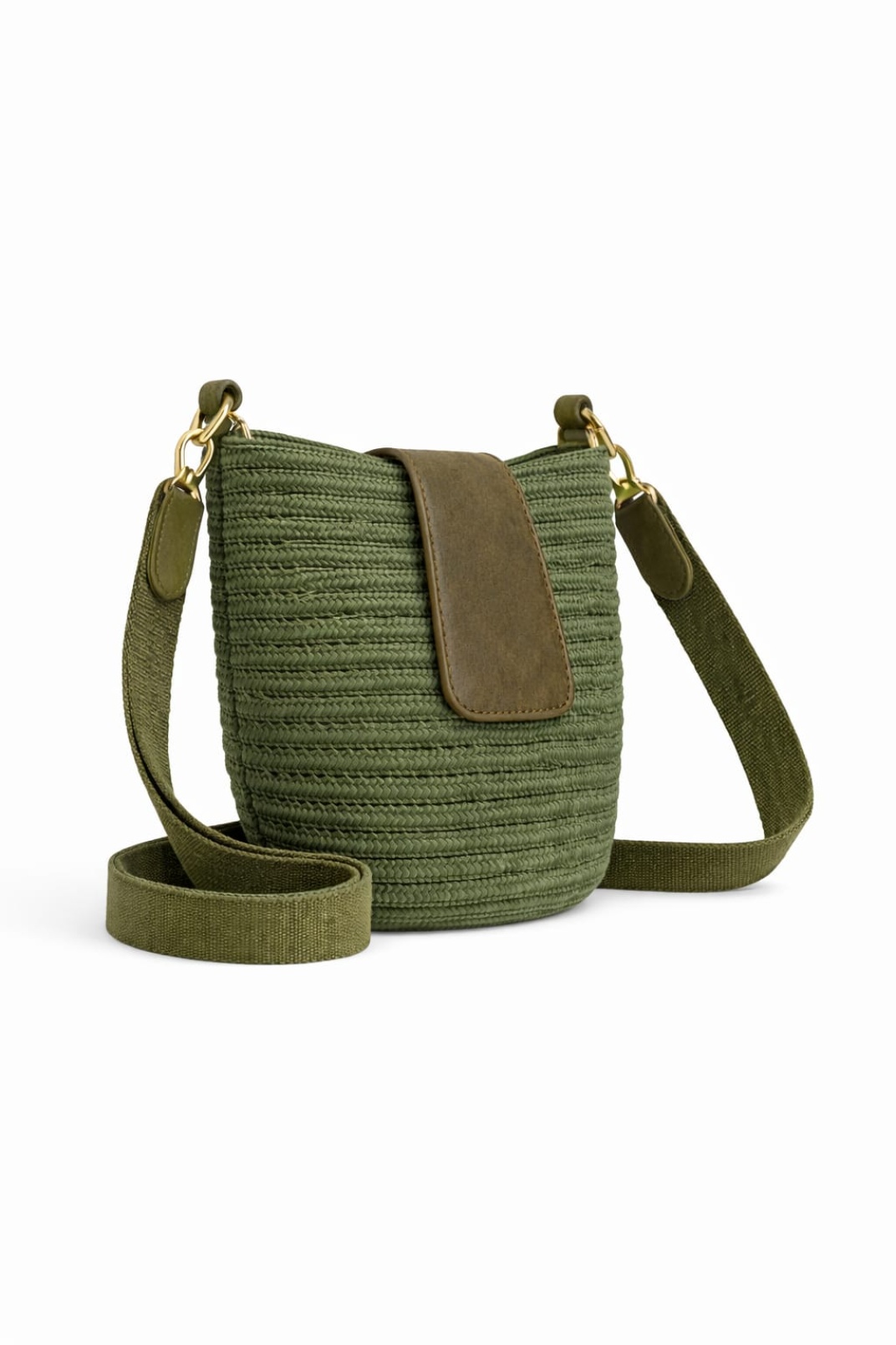 Mira Hasır Görünümlü Kadın Çapraz Çanta Yeşil