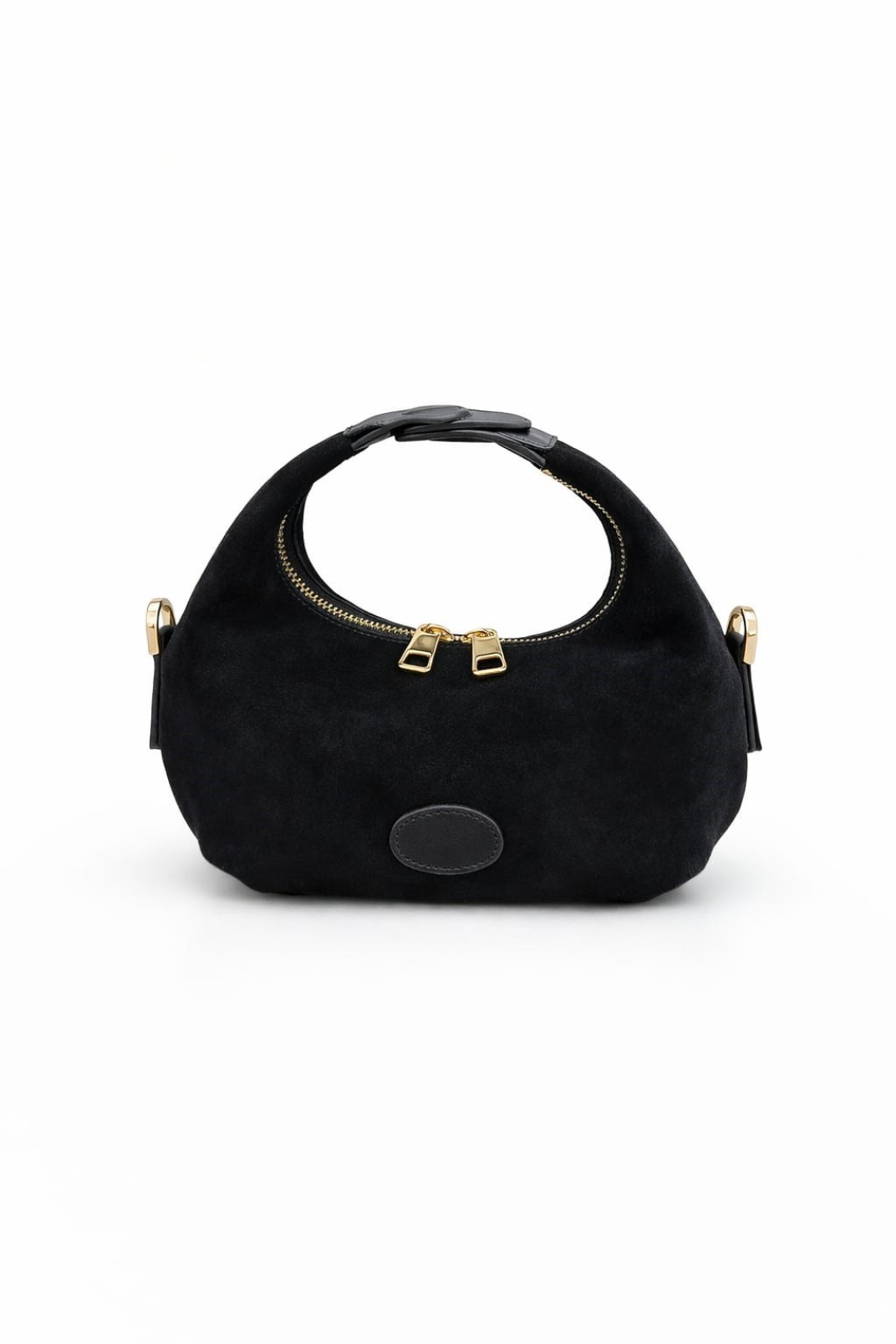 AURA-Hakiki Deri Süet Kadın El ve Omuz Çantası Siyah