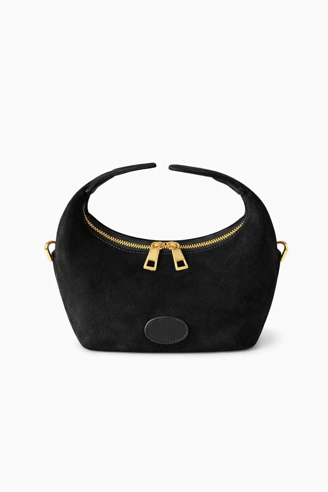 AURA-Hakiki Deri Süet Kadın El ve Omuz Çantası Siyah