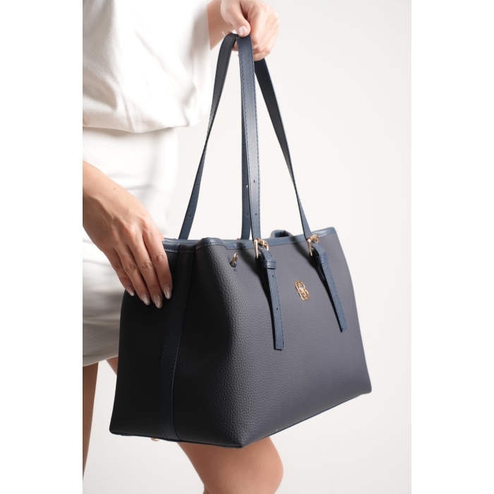 Alena Kadın Büyük Omuz ve Kol Çantası Lacivert-Günlük Kullanım