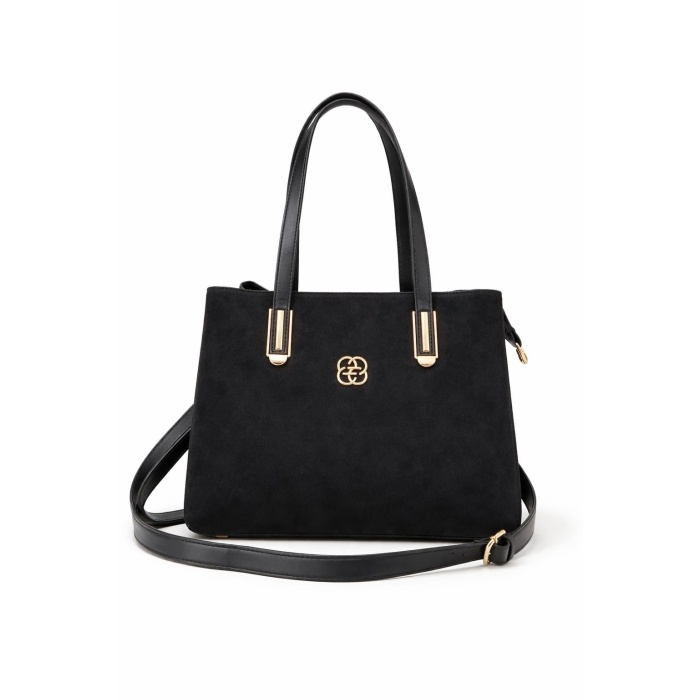 Celeste Kadın Günlük Siyah Süet Omuz ve Kol Çantası