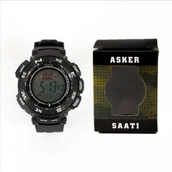 Erkek Siyah Şafak Sayar Alarmlı Dijital Asker Saati