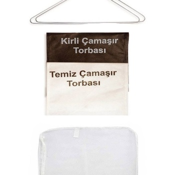 Asker Dolabına Kirli Temiz Torbası - Çamaşır Filesi - 2li Dolap Askısı