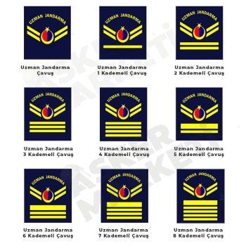 Jandarma Asayiş Uzman Çavuş Rütbeleri Cırtlı (TPU Plastik)