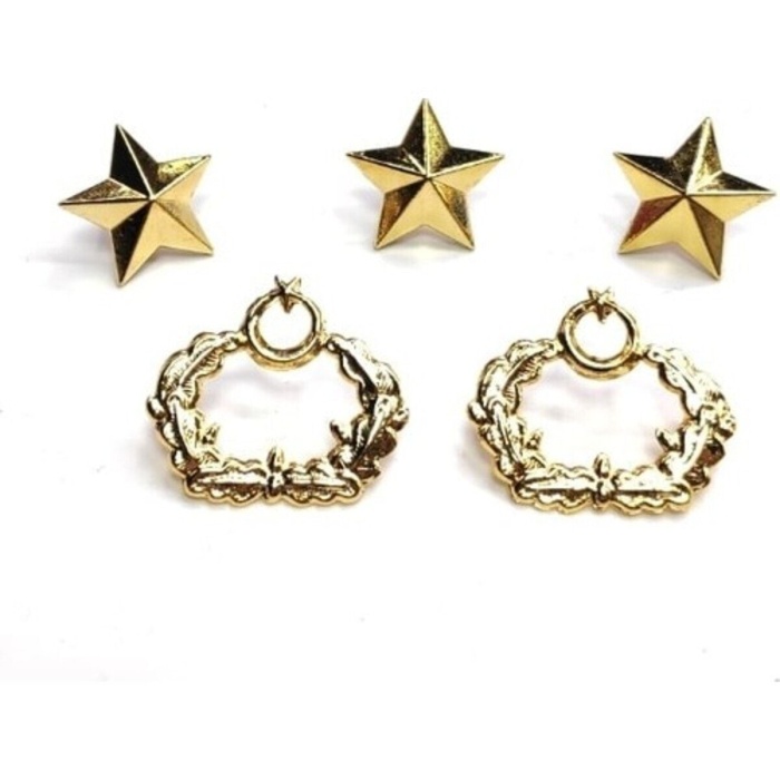 Yüzbaşı Harici Üniforma Metal Rütbe ( 6lı Yıldız Takım)