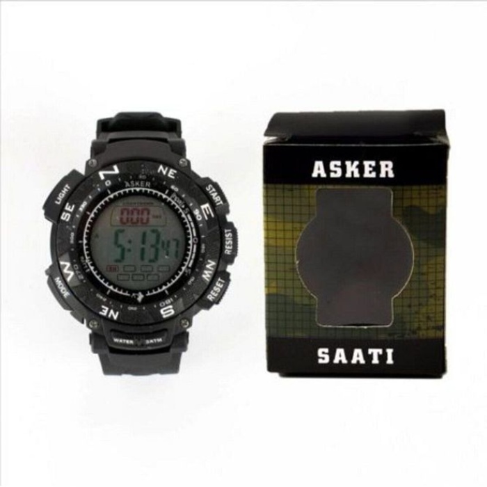 Erkek Siyah Şafak Sayar Alarmlı Dijital Asker Saati