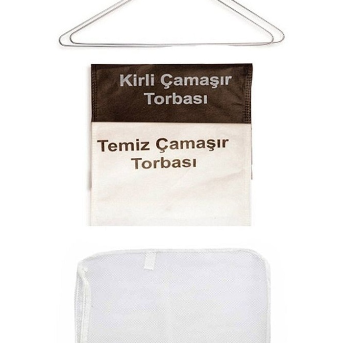 Asker Dolabına Kirli Temiz Torbası - Çamaşır Filesi - 2li Dolap Askısı