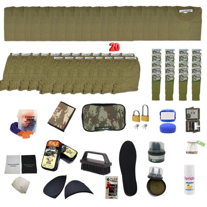 20li Askerlik Seti Tam 78 Parça Bedelli Asker Malzeme Ekonomik Paket Çorabı Fanilası Boxerı