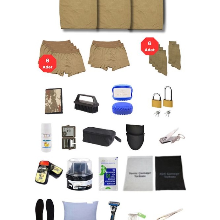 6lı Temel (İhtiyaç) Acemi Asker Seti - Acemi Asker Seti - Bedelli Askerlik Malzemeleri