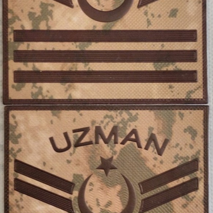 Uzman Çavuş 3 Kademe Rütbesi Kol Plastik 3D Jandarma Komando  Akıncı Askeri Malzeme