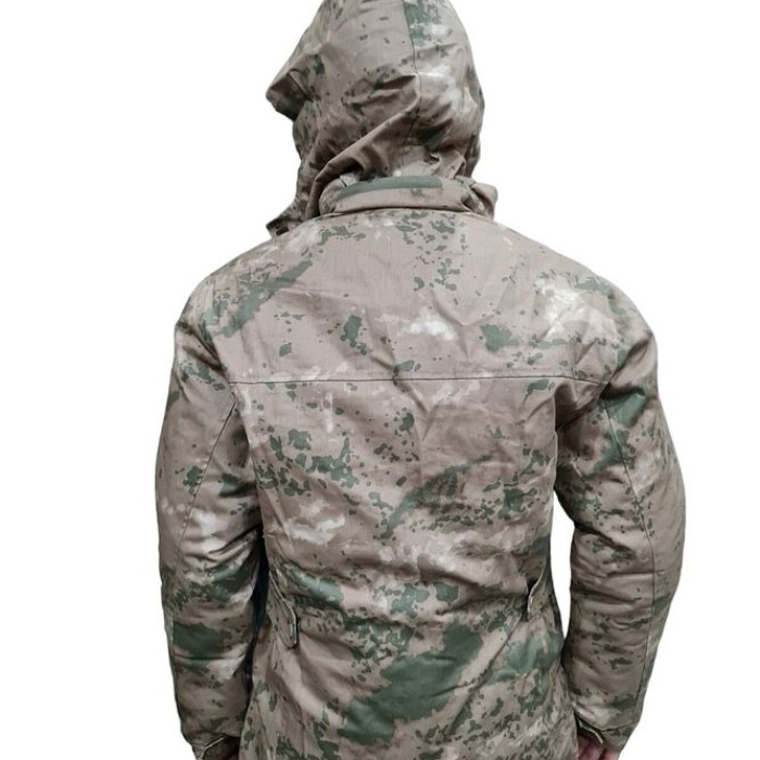 Jandarma Kamuflaj Parka Kışlık Mont Kapşonlu