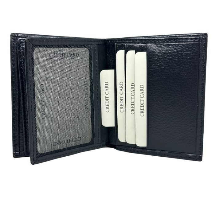 Klasik Cüzdan Siyah Metal Rozetli Hakiki Deri